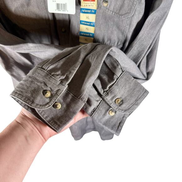 Wrangler 2 Men's XL NWT Blue & Gray 100% Cotton Relaxed Fit L/S Button Up Shirts - Picture 7 of 13